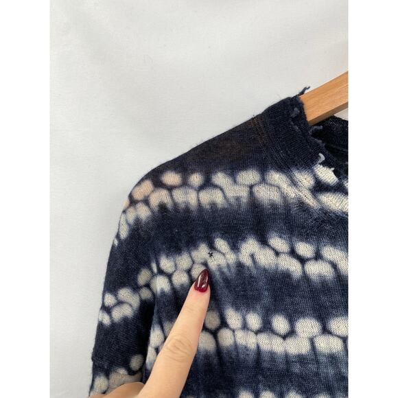 Helmut Lang navy tie dye cashmere distressed sweater - Picture 2 of 5